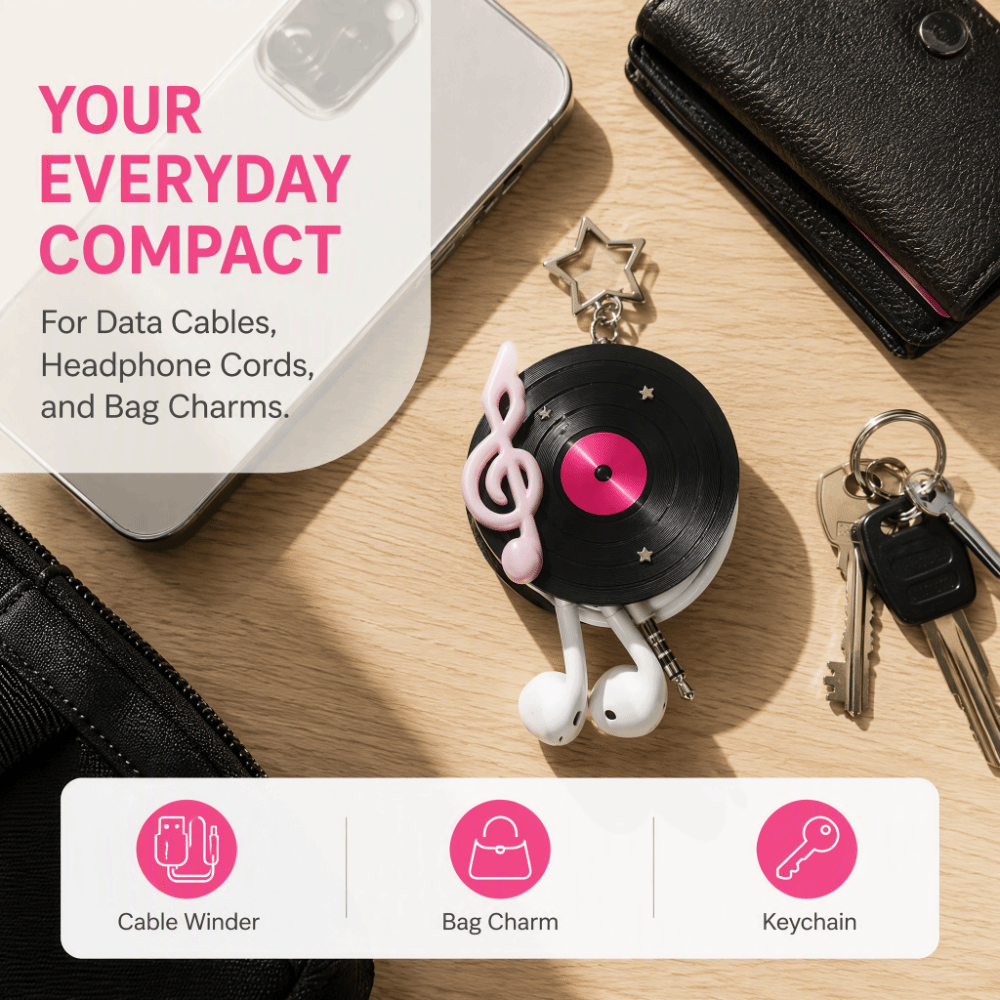 Cable Winder Keychain - Portachiavi a Forma di Disco in